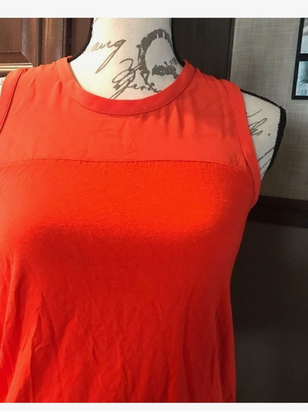 Vince Camuto Bright Red Sleeveless Layered Chiffon Top - Picture 10 of 10